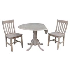 42" Dual Drop Leaf Table With 2 Schoolhouse Chairs