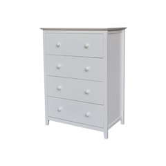 Solid Wood Bedroom Dresser/Chest with 4 Drawers, White