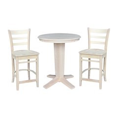 30 in Round Top Counter Height Dining Table with 2 Stools - 3 Piece Set