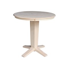 36 in Round Top Counter Height Pedestal Dining Table in Unfinished