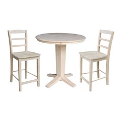 36 in Round Top Counter Height Dining Table with 2 Stools - 3 Piece Set