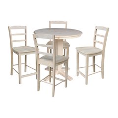 36 in Round Top Counter Height Dining Table with 4 Stools - 5 Piece Set