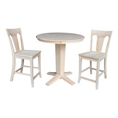 36 in Round Top Counter Height Dining Table with 2 Stools - 3 Piece Set