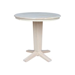 36 in Round Top Pedestal Counter Height Dining Table with 12 in Leaf