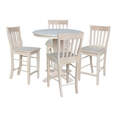 36 in Round Counter Height Dining Table with 12 in Leaf Pcs - 5 Piece Set