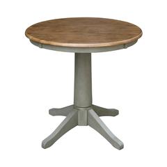 30" Round Top Pedestal Table - Dining Height - Distressed Hickory/Stone Finish