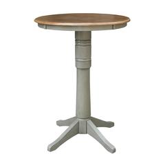 30" Round Top Pedestal Table - Bar Height - Distressed Hickory/Stone Finish