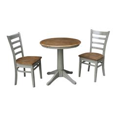 30" Round Top Pedestal Table With 2 Emily Chairs - Set of 3 Pieces