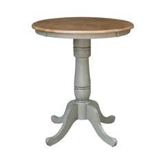 30" Round Top Pedestal Table - Counter Height - Distressed Hickory/Stone Finish