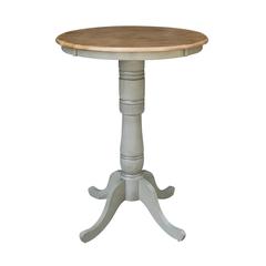30" Round Top Pedestal Table - Bar Height - Distressed Hickory/Stone Finish