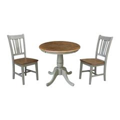 30" Round Top Pedestal Table With 2 San Remo Chairs - Set of 3 Pieces