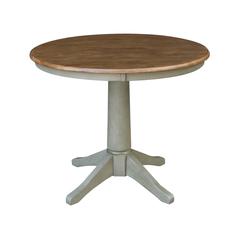 36" Round Top Pedestal Table - Dining Height - Distressed Hickory/Stone Finish