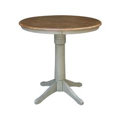 36" Round Top Pedestal Table - Counter Height - Distressed Hickory/Stone Finish