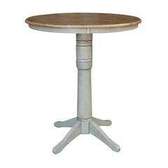 36" Round Top Pedestal Table - Bar Height - Distressed Hickory/Stone Finish
