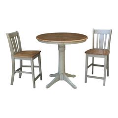 36" Round Pedestal Gathering Height Table With 2 San Remo Counter Height Stools