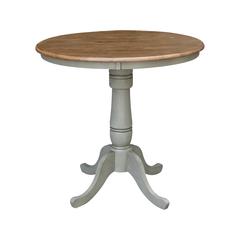 36" Round Top Pedestal Table - Counter Height - Distressed Hickory/Stone Finish
