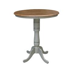 36" Round Top Pedestal Table - Bar Height - Distressed Hickory/Stone Finish