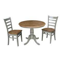 36" Round Top Pedestal Table With 2 Emily Chairs - Set of 3 Pieces