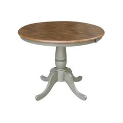 36" Round Top Pedestal Table With 12" Leaf - Dining Height - Hickory/Stone