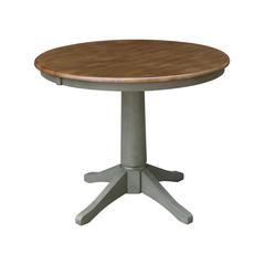 36" Round Top Pedestal Table With 12" Leaf - Dining Height
