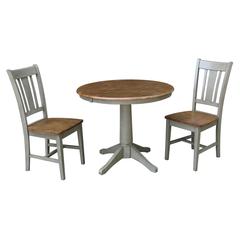 36" Round Extension Dining Table With 2 San Remo Chairs set