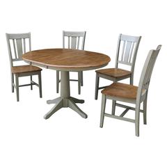 36" Round Extension Dining Table With 4 San Remo Chairs - Set of 5 Pieces