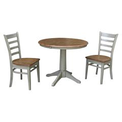 36" Round Extension Dining Table With 2 Emily Chairs - Set