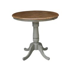 36" Round Top Pedestal Table With 12" Leaf - Counter Height - Hickory/Stone
