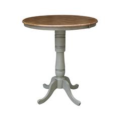 36" Round Top Pedestal Table With 12" Leaf - Bar Height - Hickory/Stone