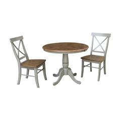 36" Round Extension Dining Table With 2 X-back Chairs - Set of 3 Pieces