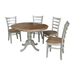 36" Round Extension Dining Table With 4 Emily Chairs - Set of 5 Piece