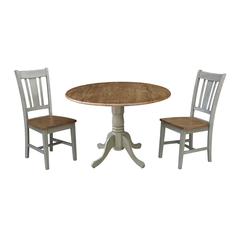 42" Dual Drop Leaf Table With 2 San Remo Side Chairs - Set of 3 Pieces