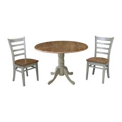 42" Dual Drop Leaf Table With 2 Emily Side Chairs - Set of 3 Pieces