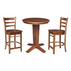 30 in Round Top Counter Height Dining Table with 2 Stools - 3 Piece Set