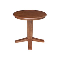 30 in Round Top Pedestal Dining Table in Distressed Oak