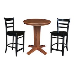 30 in Round Top Counter Height Dining Table with 2 Stools/Black - 3 Piece Set