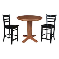 36 in Round Top Pedestal Dining Table with 2 Stools/Black - 3 Piece Set