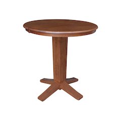 36 in Round Top Pedestal Counter Height Dining Table with 12 in Leaf