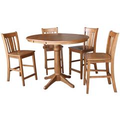 36" Round Extension Dining Table with 4 San Remo Stools- 557479