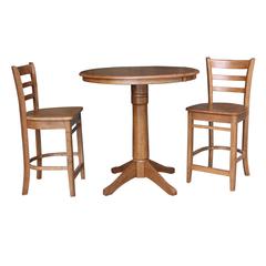 36" Round Extension Dining Table with 2 Stools- 55759