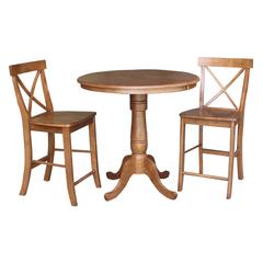 36" Round Extension Dining Table with 2- Stools- 557318