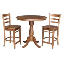 36" -Round Extension Dining Table with 2 Stools- 557332