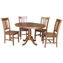 36" Round Extension Dining Table with 4 -Chairs- 55724