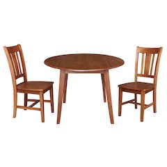 Set of 3 pcs - 42" Round Dual Drop Leaf Table with 2 RTA chairs