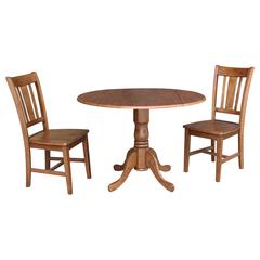 42" Dual Drop Leaf Table With 2 San Remo Side Chairs - 3 Piece Set