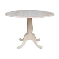 42" Round Dual Drop Leaf Pedestal Table - 29.5"H, Unfinished, Ready to finish