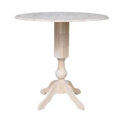 42" Round Dual Drop Leaf Pedestal Table - 42.3"H, Unfinished, Ready to finish
