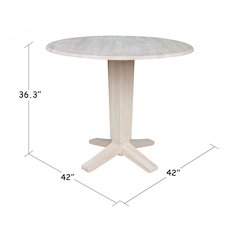 42 in Round Dual Drop Leaf Pedestal Counter Height Dining Table in Unfinished