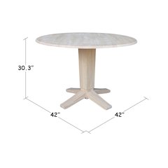 42 in Round Dual Drop Leaf Pedestal Dining Table in Unfinished
