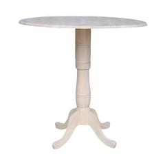 42" Round Dual Drop Leaf Pedestal Table - 41.5"H, Unfinished, Ready to finish